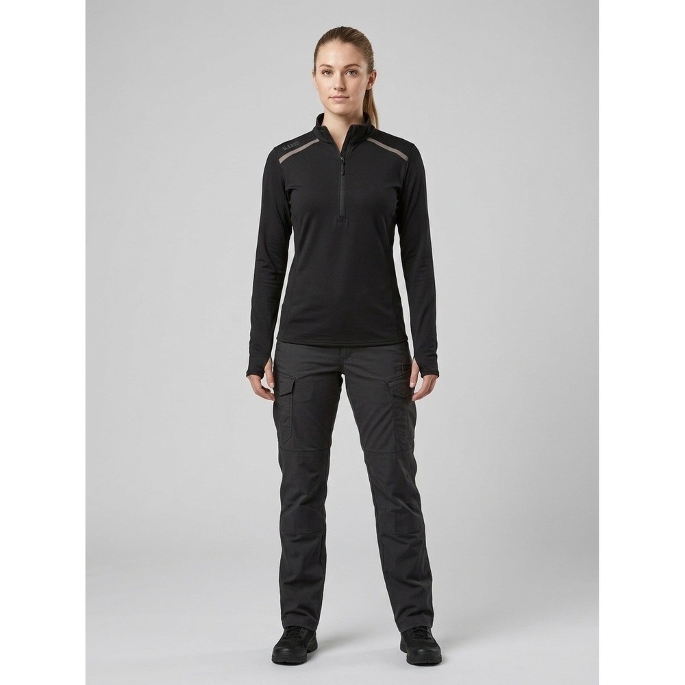 5.11 Tactical Rapid Half Zip Pullover Womens Black Training Top Thumbholes Small